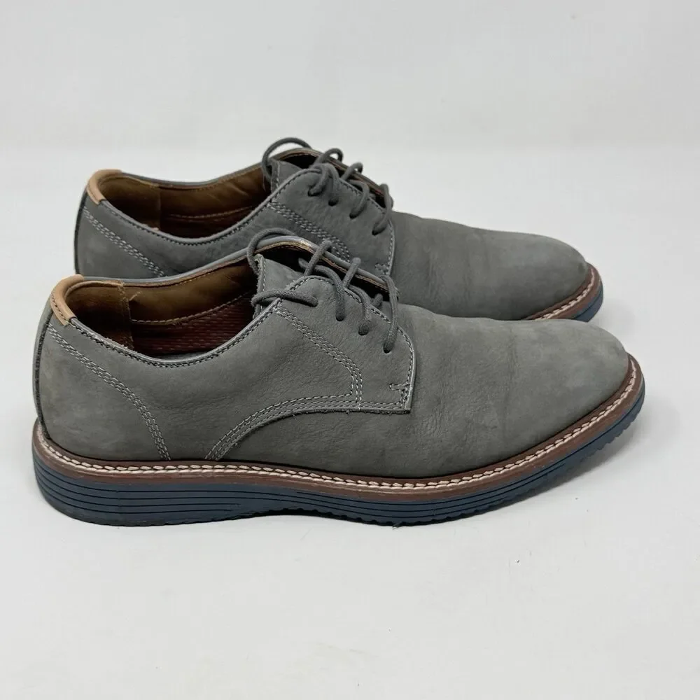 Johnston Murphy Upton Derby Shoes Mens 8.5 M Gray Blue Nubuck Leather Plain Toe